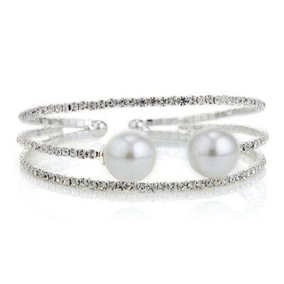 Silver diamante and pearl bracelet